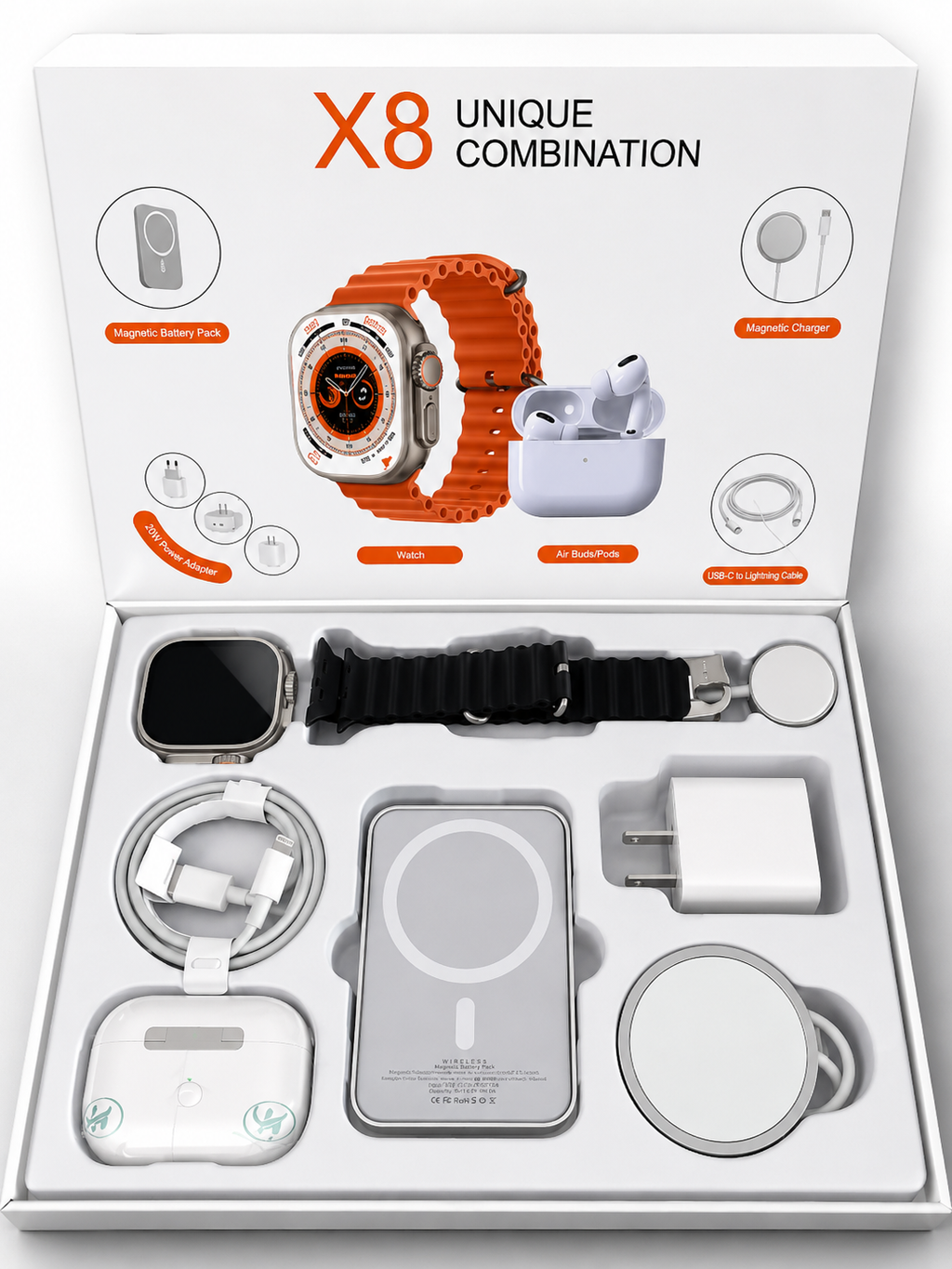 Combo Smartwatch X8 Ultra Max 8 en 1